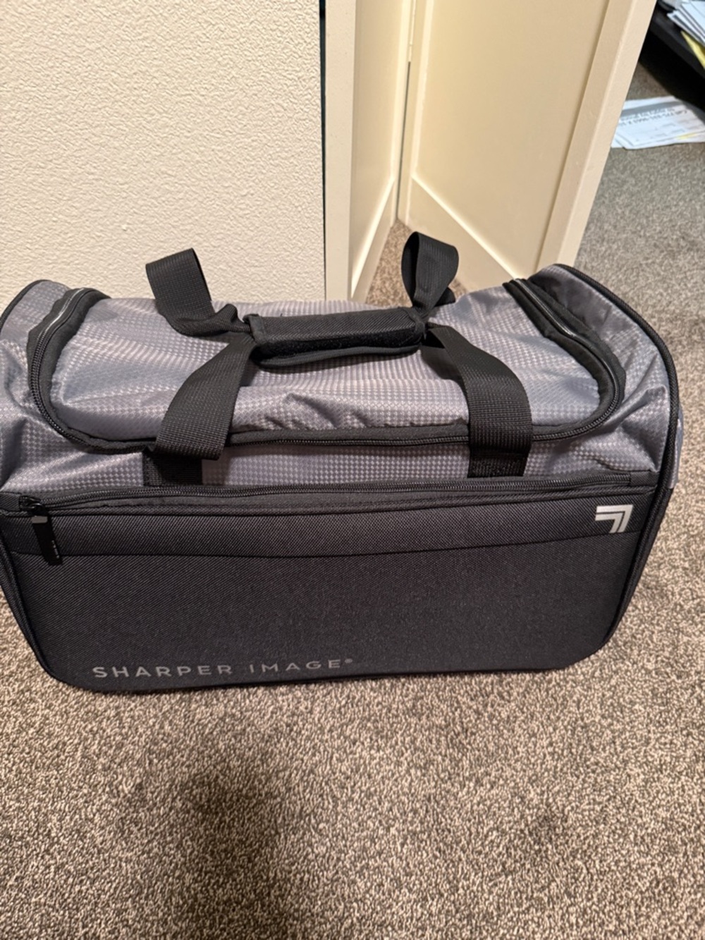 Sharper Image Two-Tone Gray & Black Travel Duffle